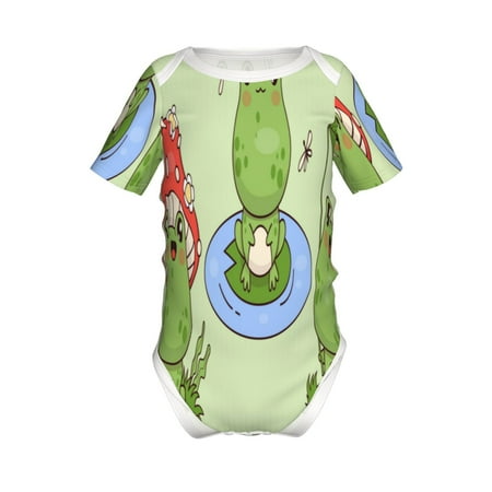 

Yiaed Frog Amanita Mushroom Print Infant Climbing Short Sleeve Onesie One-Piece Baby Bodysuit Clothes 0-12 Months -12 Months
