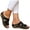 Black, variant on Womens Wedge Sandals Rubber Sole Casual Slip on Summer Dressy Shoes Leather Walking Slides