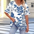 thumbnail image 6 of Dvprdro Plus Size V Neck Short Sleeve T Shirts Loose Fit Floral Casual Summer Tops, 6 of 6