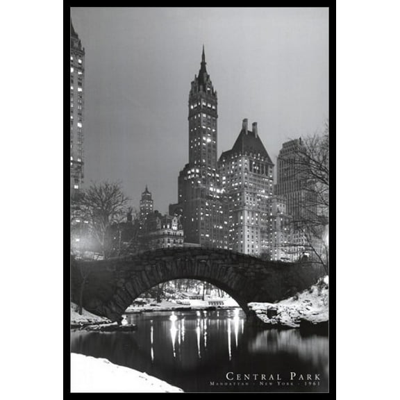Central Park - Bridge, c.1961 Laminated & Framed Poster (24 x 36)
