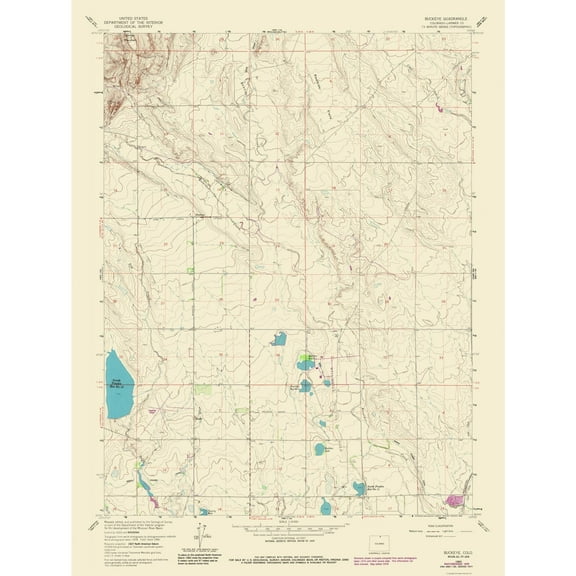 Topographical Map - Buckeye Colorado Quad - USGS 1978 - Vintage Wall Art