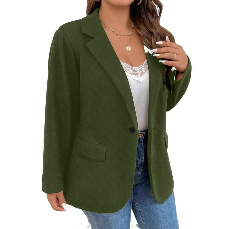 Plus size olive green blazer sale