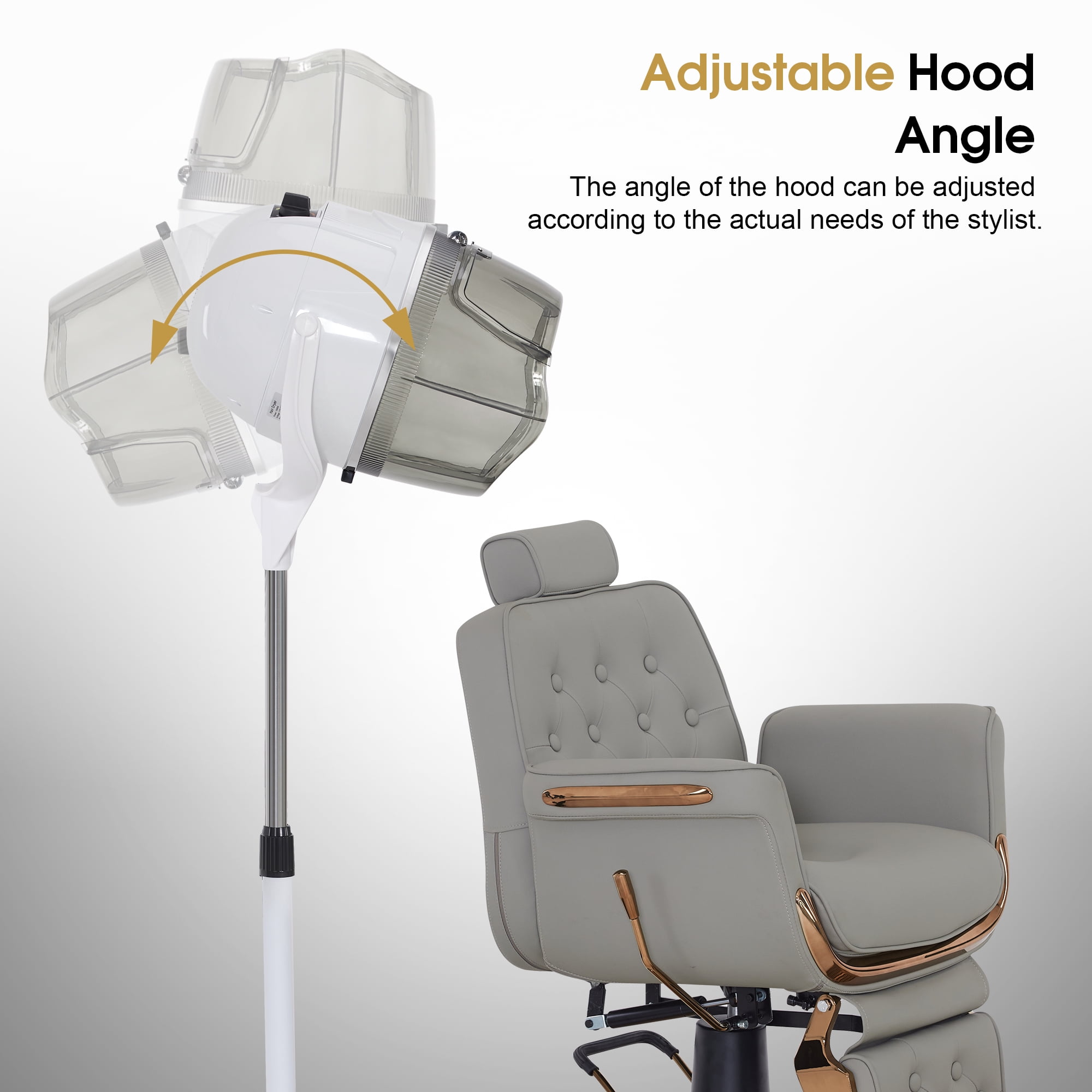 BarberPub Adjustable Bonnet Hood Hair Dryer with Wheel