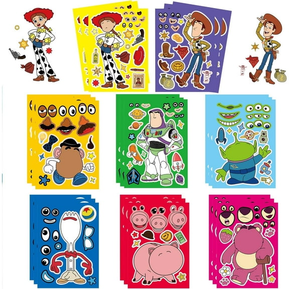 Toy Inspired Make a face Stickers,Make You Own Stickers DIY Cartoon Stickers for Party Decoration Party Supplies Birthday Gift Laptop Luggage Notebook Stickers(24 PCS)