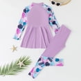 thumbnail image 6 of Zanarzt Swimsuit Dress 2 Pcs Zipper Long Sleeve Long Pants Swimsuit for Girls Full Body Swimwear Rash Guard Teens Bathing Suit Purple,10-11 Years, 6 of 6