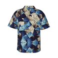 thumbnail image 3 of Daiia Abstract Blue Squares Hawaiian Shirt for Men Gentle Cotton Regular Short Sleeve Casual-3X-Large, 3 of 9