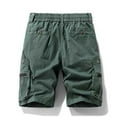 thumbnail image 4 of YLSDY Mens Cargo Shorts Casual Elastic Waist Work Shorts Drawstring Big Tall Knee Length Loose Fit Summer Trendy Streetwear Army Green M, 4 of 4