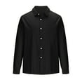 thumbnail image 5 of Azrian Long Sleeve with Turn-down Collar and Button Shirt for Men,Men's Cotton And Linen Solid Color Fashion Long-sleeved Lapel Top/shirt, 5 of 6