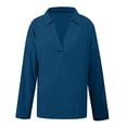 thumbnail image 3 of Women Solid Long Sleeve Turn Down Collar Blouse Pullover Tops Shirt Handstand Shirt Long Sleeve Our Womens Long Sleeve Short Sleeve Shirts Women Women Shirts Workout Turtle Neck Top Pack for Women, 3 of 4