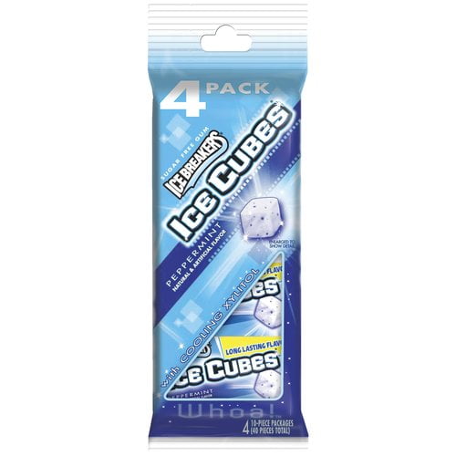 Ice Breakers Ice Cubes Peppermint Flavor Gum, 10 Pieces, 4 Count