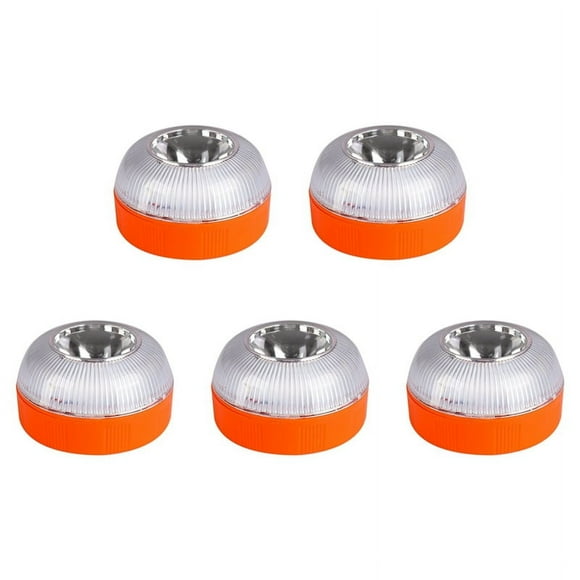 5Pcs V16 Emergency LED Flash Lights White & Yellow Warning Lamps with Magnet Base Traffic Safety Light,5 x V16 Flash Lights