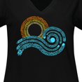 thumbnail image 4 of Inktastic Stylized Wave and Sun Women's Plus Size V-Neck T-Shirt, 4 of 5