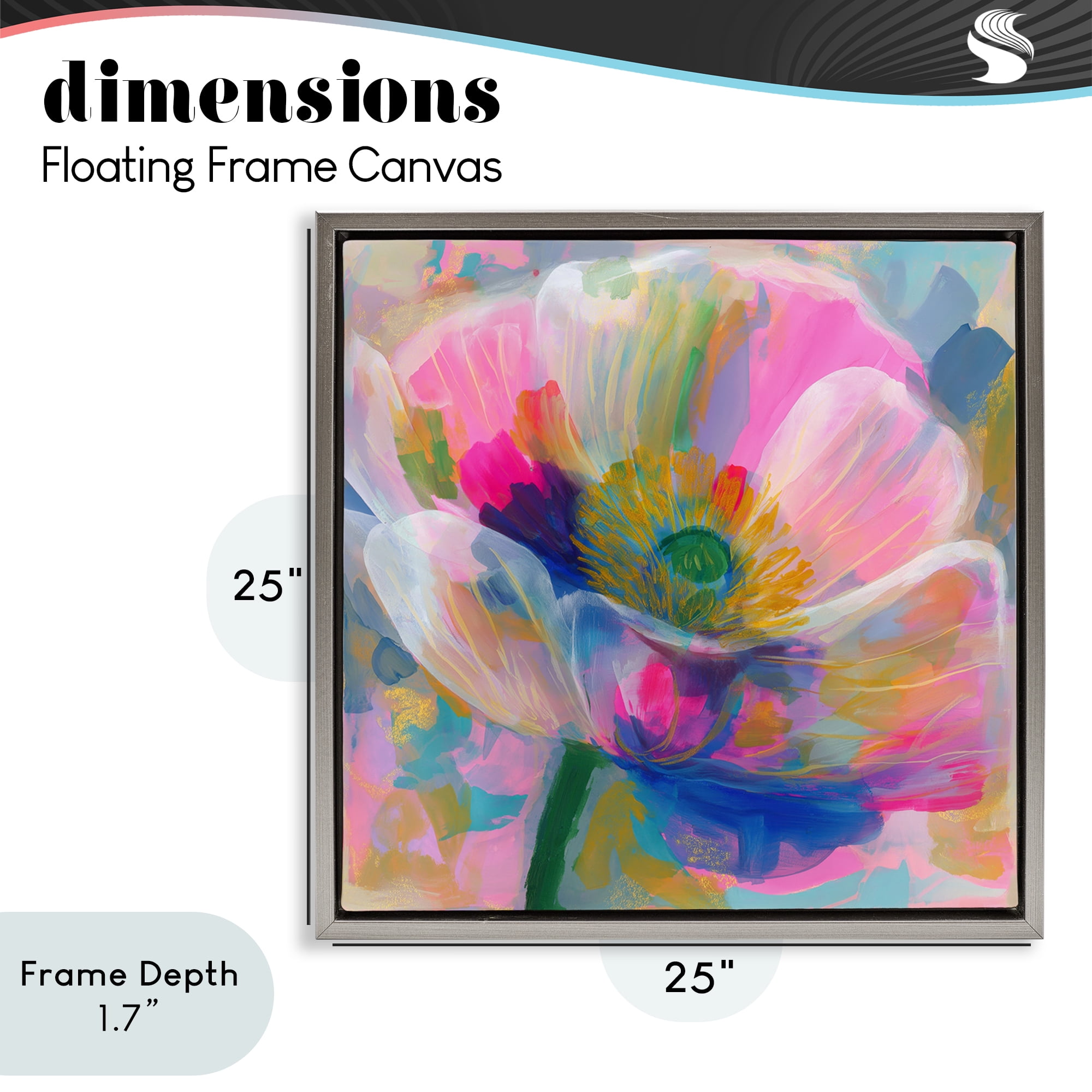 Stupell Industries Backlit Kaleidoscopic Poppy Gray Framed Floater Canvas Wall Art, design by Chromatic Storm Studio