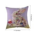 thumbnail image 3 of Pillow Covers 18x18, Easter Decorations Bunny Throw Pillow Covers, Imitation Embroidery Spring Decor for Bedroom Couch Cushion Cover, Purple, 3 of 7