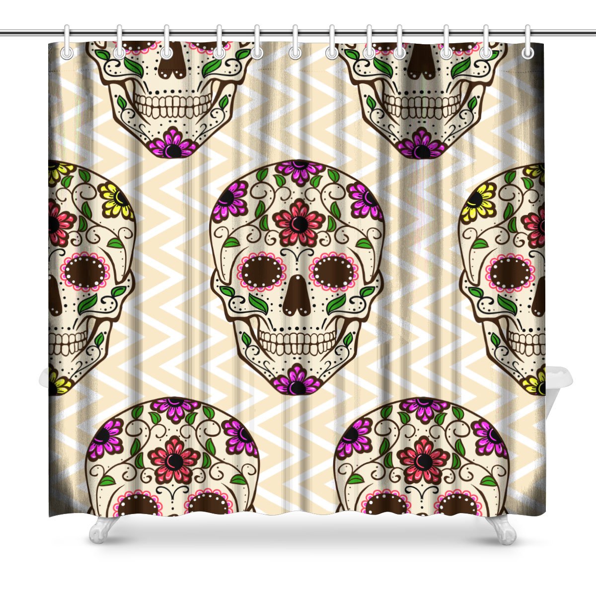 Pop Day Of The Dead Skull Bathroom Decor Shower Curtain Set 66x72 Inch Walmart Canada