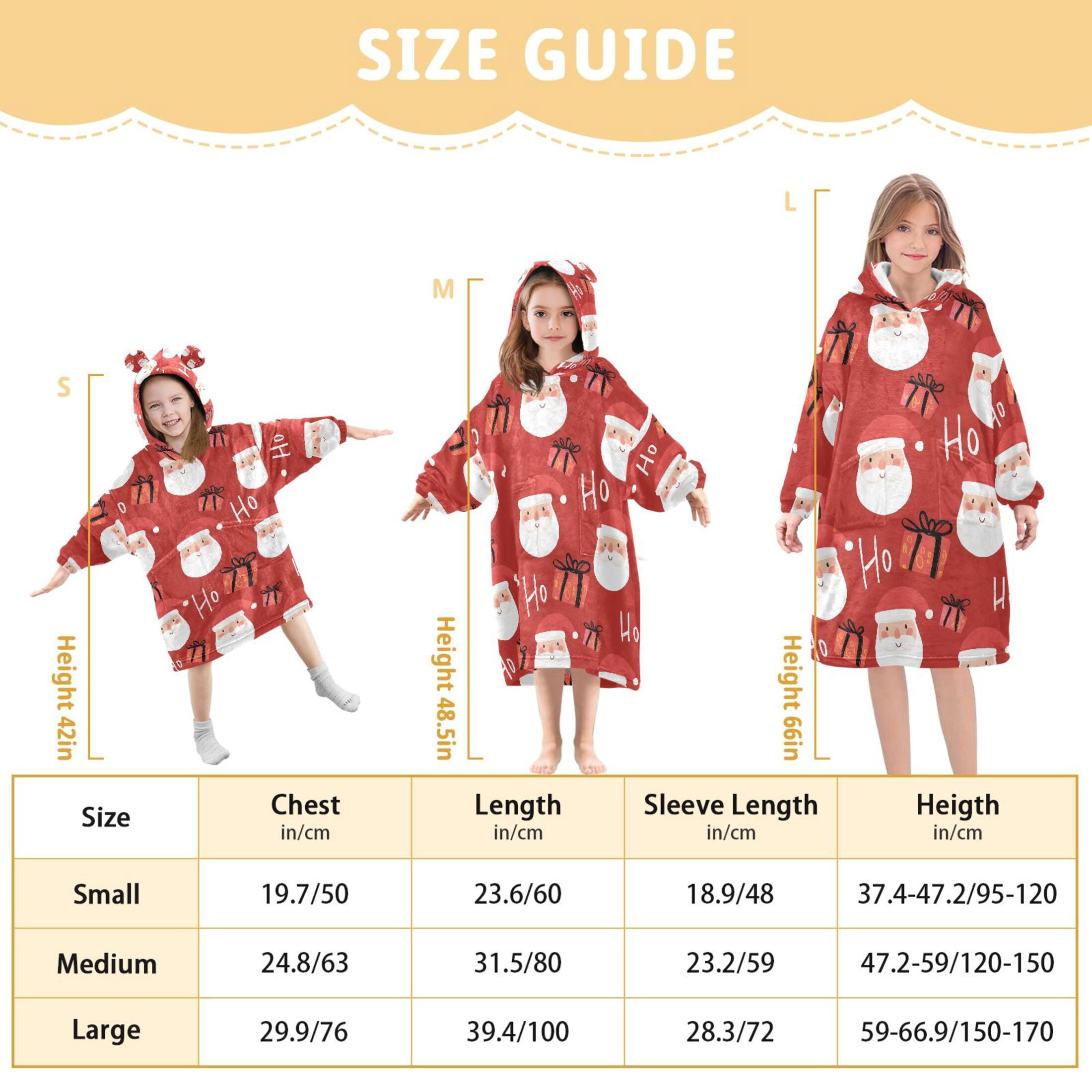 joogoo Blanket Hoodie for Santa Claus Gifts Oversize Sweatshirt 3-14 YR L