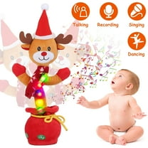 Moclever Kid Electric Dance Toy Christmas Elk Snowman Senior Penguin Plush Toy for Interactive Sing Song Whirling Mimicking Recording