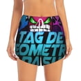 thumbnail image 4 of Lsque Geometry Dash Printed Women's Running Shorts with Liner Pockets,Elastic Quick Dry Workout Athletic Gym Yoga Shorts,Womens High Waist Shorts-Large, 4 of 9