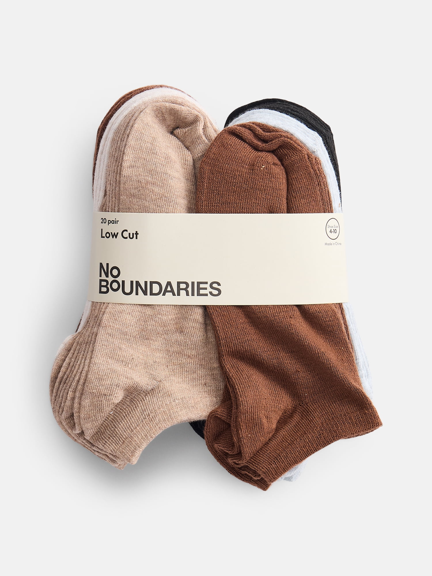 No Boundaries Low Cut Socks, 20-Pack, Women's