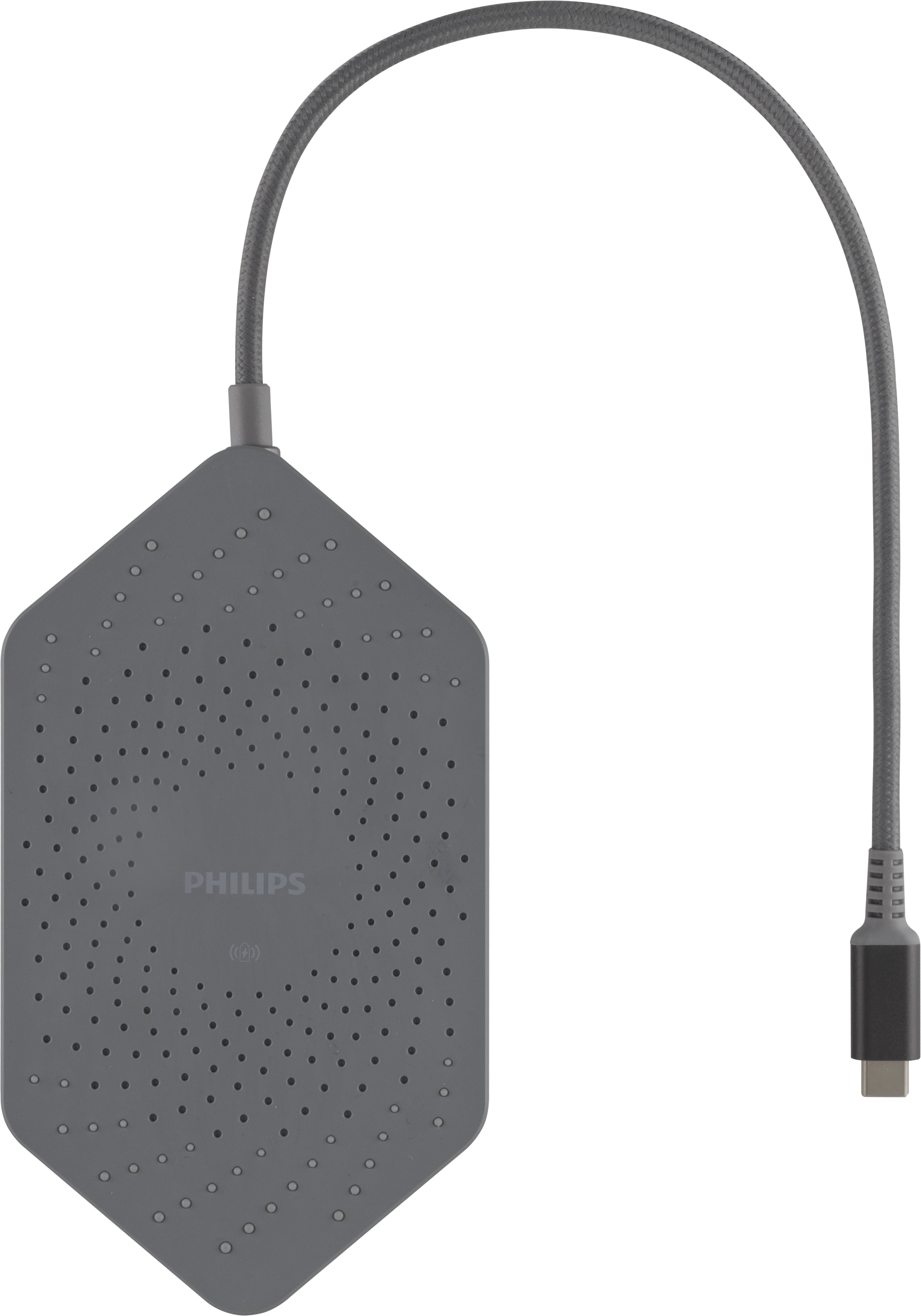 Philips Elite USB-C Travel Docking Station with Qi Wireless Charging, Silver, DLK9121C/27
