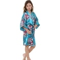 thumbnail image 1 of Girls Kids Daffodils Silky Satin Kimono Robe for Wedding Spa Party, Short, 1 of 6