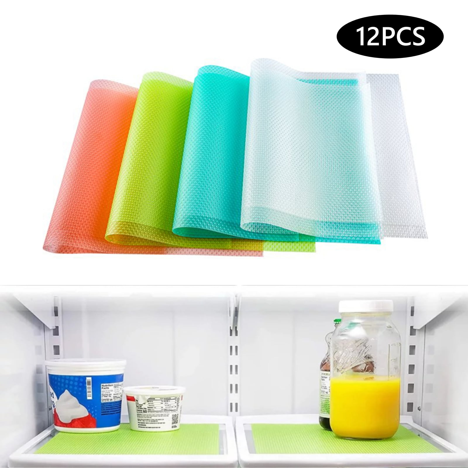Tripumer 12PCS Refrigerator Liners Washable Pads Waterproof and oil