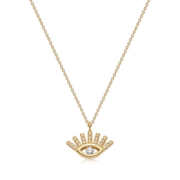 Valloey Rover 14K Gold Plated Cute Dainty Evil Eye Heart Disk Necklace for Women Jewelry Gift