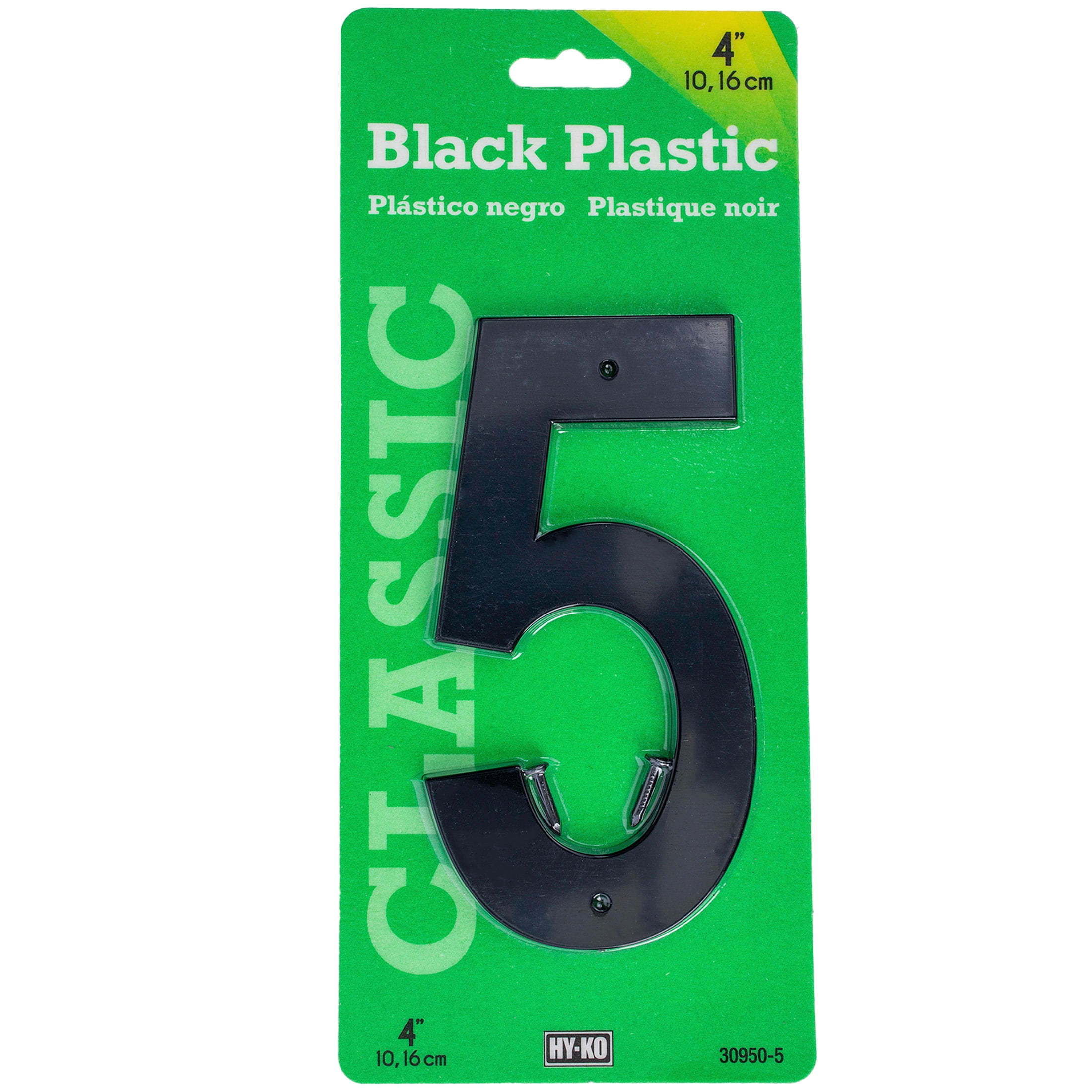 (3 pack) HY-KO 4" Black Plastic Modern Number 5
