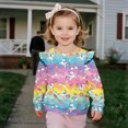 thumbnail image 3 of Yuyamidu Horse Sweatshirt for Girls 2T 3T Rainbow Striped Long Sleeve Ruffle Shoulder Crewneck Sweatshirts Pullover Tops Y2K Outfits Soft Cozy Everyday Clothes for Fall, 3 of 8