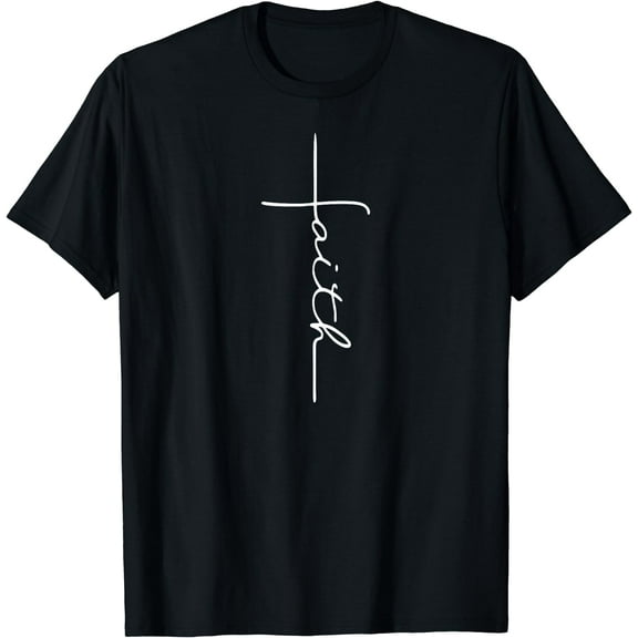 Faith Cross T-Shirt Christian T Shirt for Men Women Kids T-Shirt Black 2X-Large
