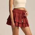 thumbnail image 2 of larppty Shorts for Women Ruffle Skorts Tiered Teen Girls Country Concert Outfits Golf Tennis Skort Under Sweater Skirt（Red， XL）, 2 of 6