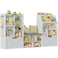 thumbnail image 6 of Homfa Kids Bookcase with Reading Nook, 75" W Kids Toy Storage Organizer with 2 Drawers, Kid Bench for Playroom Kids Room Living Room, Gray, 6 of 7