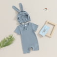 thumbnail image 2 of Bagilaanoe Newborn Baby Girls Boys One-pieces Short Sleeve Jumpsuit + Hat 3M 6M 9M 12M 18M Infant Romper Casual Clothing, 2 of 8