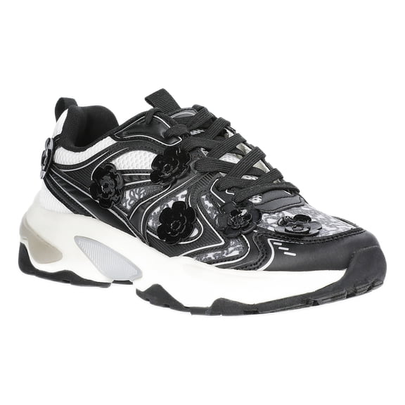 Scoop Women's Sporty Sneakers with Flower Appliques