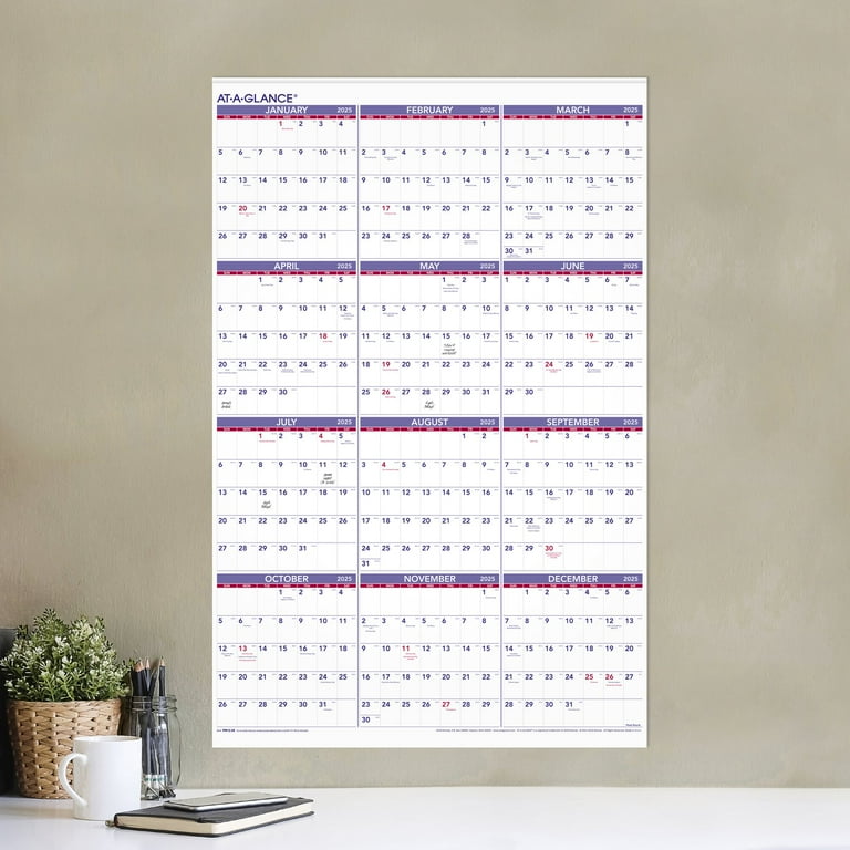 At A Glance Yearly Wall Calendar 24×36 2025