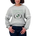thumbnail image 4 of Women's WEAR by Erin Andrews Heather Gray Milwaukee Bucks French Terry Pullover Sweatshirt, 4 of 4