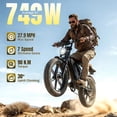 thumbnail image 3 of Electric Bike for Adults, 20"x4.0 Fat Tire E-Mountain Bike, 749W Motor, 48V 15Ah Battery, 27.9 MPH, 60 Miles Range, UL2849, 3 of 7