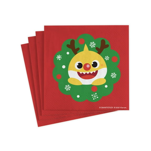 Pinkfong Baby Shark Disposable Paper Napkins for Birthdays, Holiday Parties and Celebrations | Pack of 16