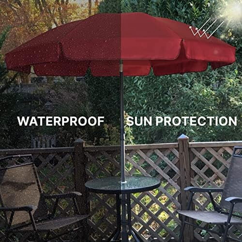 RibRave Patio Umbrella, 6.5 ft Outdoor Table Umbrella with Tilt Steel Pole, UPF50+ Protection, Great for Outdoor Garden Backyard, Maroon