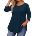 thumbnail image 1 of Débardeurs Amples Grande Taille pour Femmes Imprimés Manches 3/4 Col Rond Blouse Décontractée Été, Tuniques à Manches Longues Grande Taille pour Femmes, 1 of 6