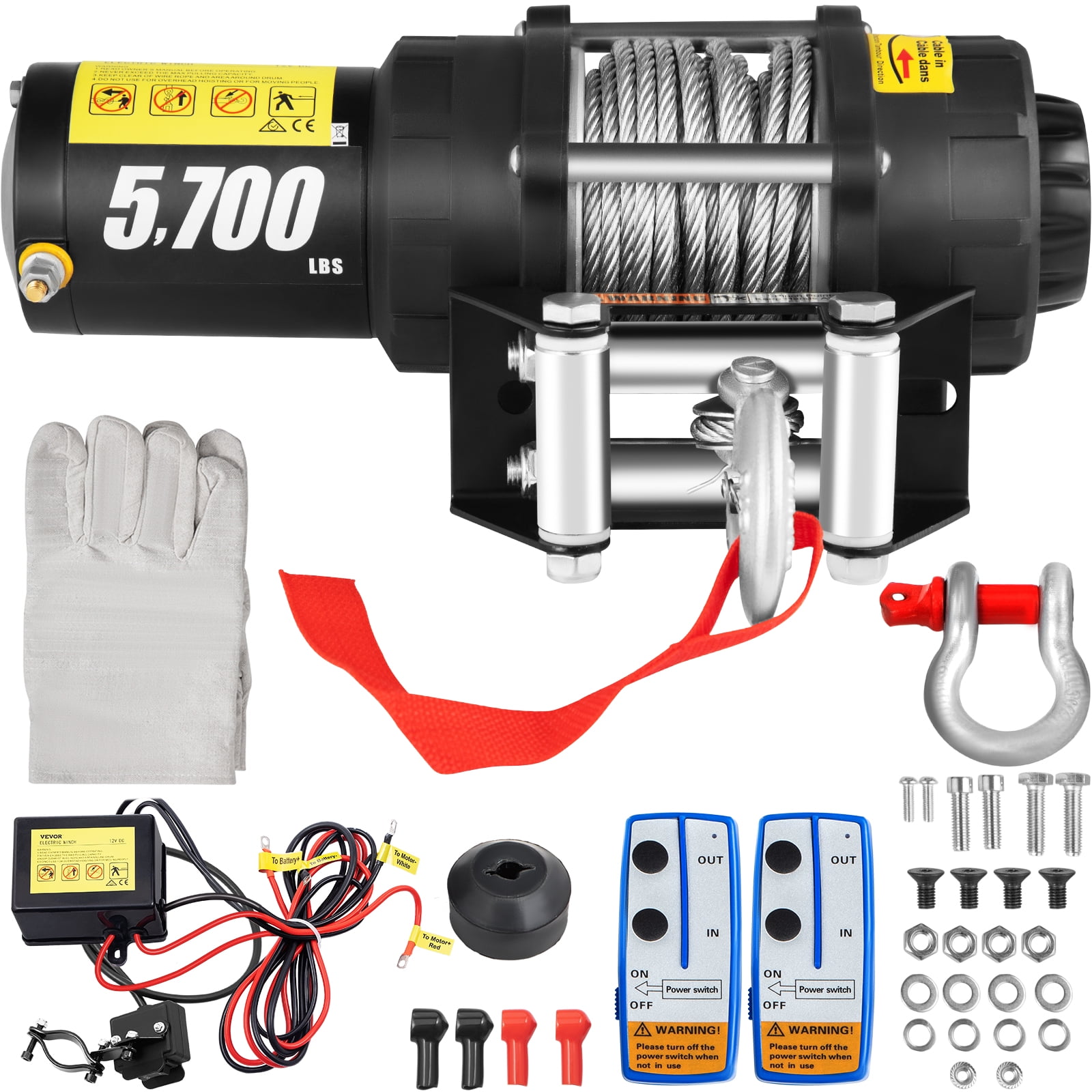 Electric Winch 4500lb Heavy Duty Steel Cable Winch ATV Recovery Wireless Remote 