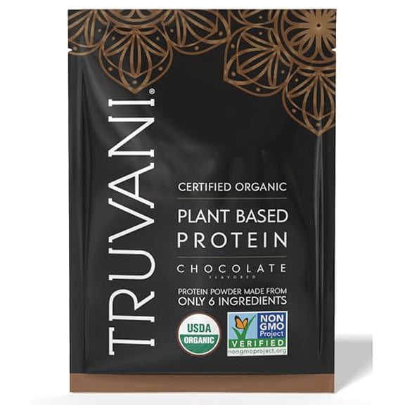 Truvani Organic Chocolate Protein Powder, 10 Pack, 11.6 oz