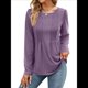 thumbnail image 1 of Blusa Tipo Túnica Plisada de Larga Abullonada para Mujer, Cuello Redondo, Estilo Elegante, Informal, Holgada, para Verano Púrpura XXL, 1 of 5