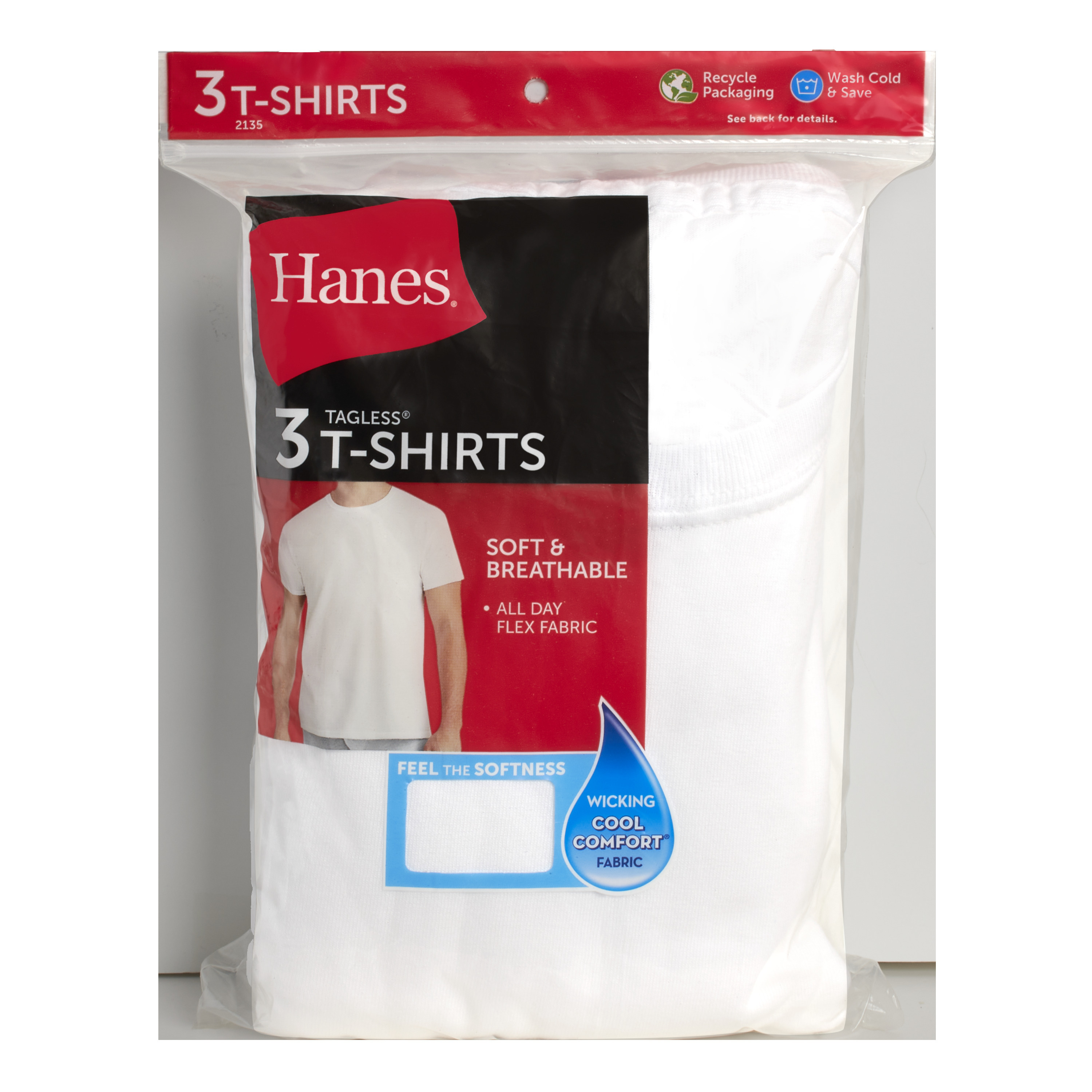Hanes Men's White Crew T-Shirt Undershirts, 3 Pack photo 2
