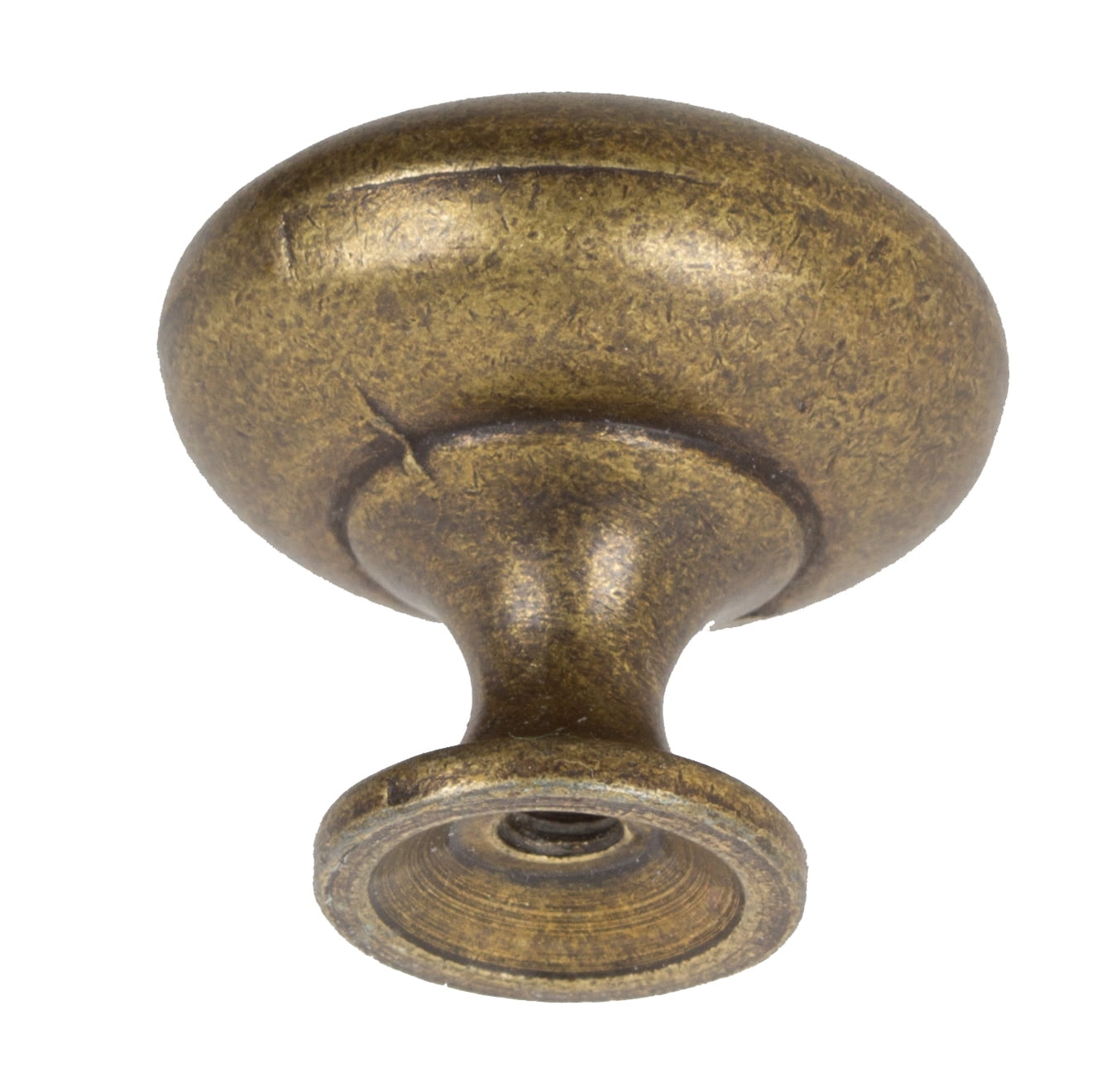 GlideRite 1.125 in. Solid Classic Round Cabinet Knobs, Antique Brass, Pack of 10