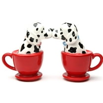 Pacific Giftware Kissing Dalmatian Dogs in Tea Cup 3.5'' Tall Magnetic Salt and Pepper Shakers Set