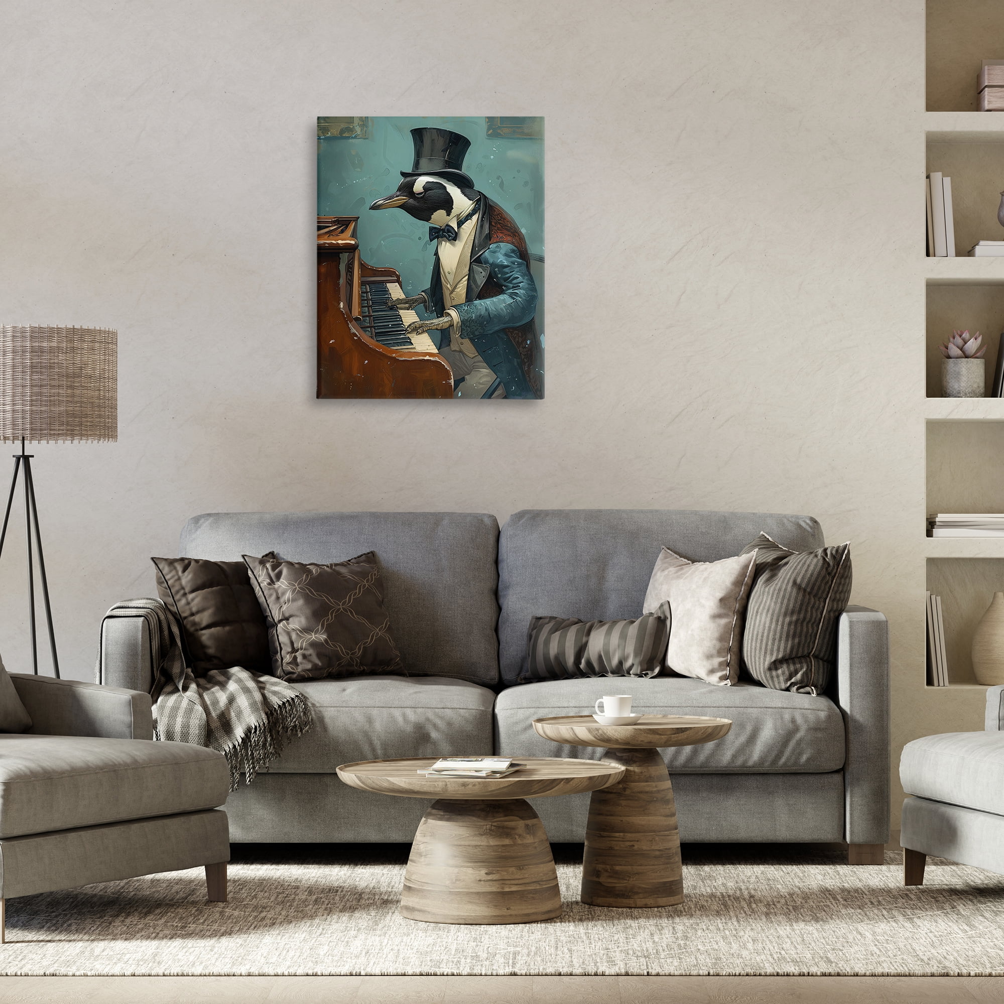 Stupell Industries Piano Playing Penguin Animals & Insects Painting Gallery Wrapped Canvas Art Print Wall Art, 24 x 30