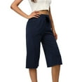 thumbnail image 2 of MIUOWANP Navy Capris for Women Plus Size Pants with Pockets Drawstring Elastic Waist Trousers Solid Straight for Summer, 2 of 7