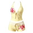 thumbnail image 6 of Leey-World 2 Piece Y2k Polka Dot Halter Bikini with Shorts 2000s Bathing Suit Set Summer Vacation Cute Beach Tankini Swimsuit(Yellow,XL), 6 of 7