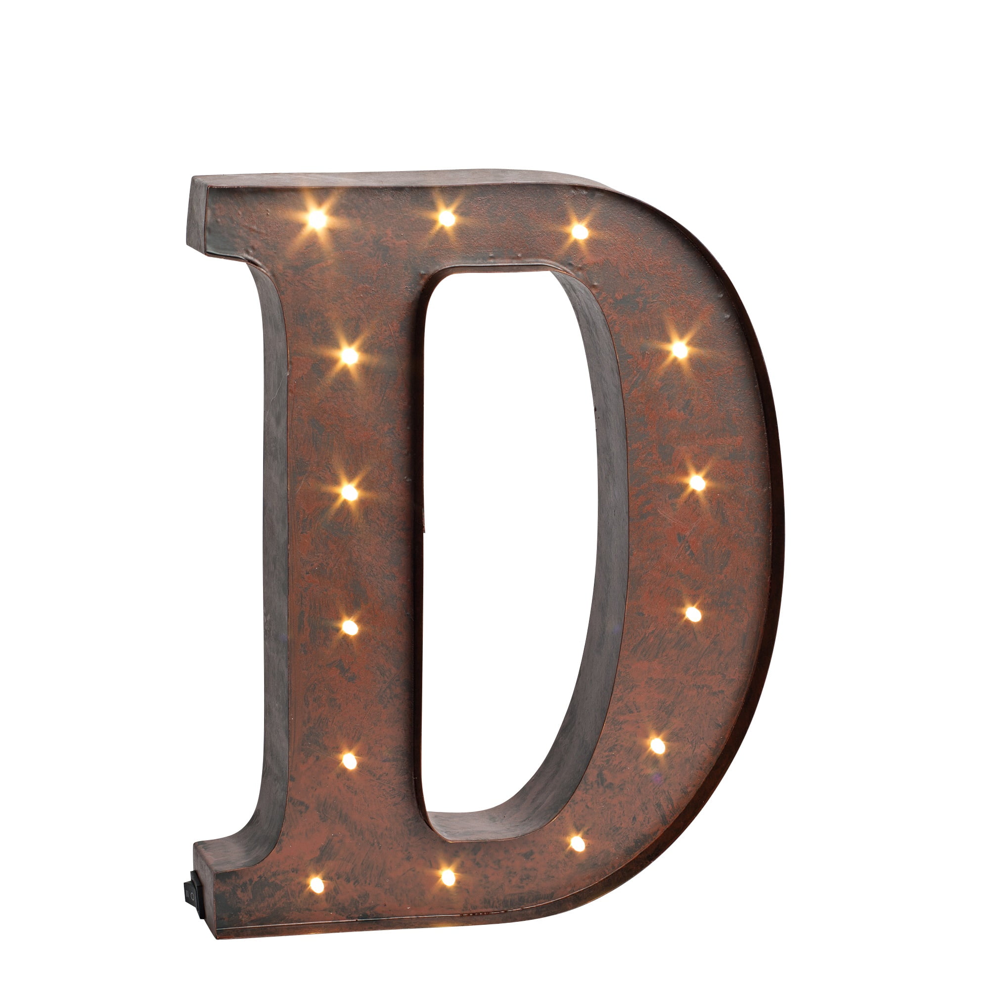 Gerson Company 12 Inch Led Lighted Rustic Metal Letter D With 12 Inch Led Lighted Rustic Metal